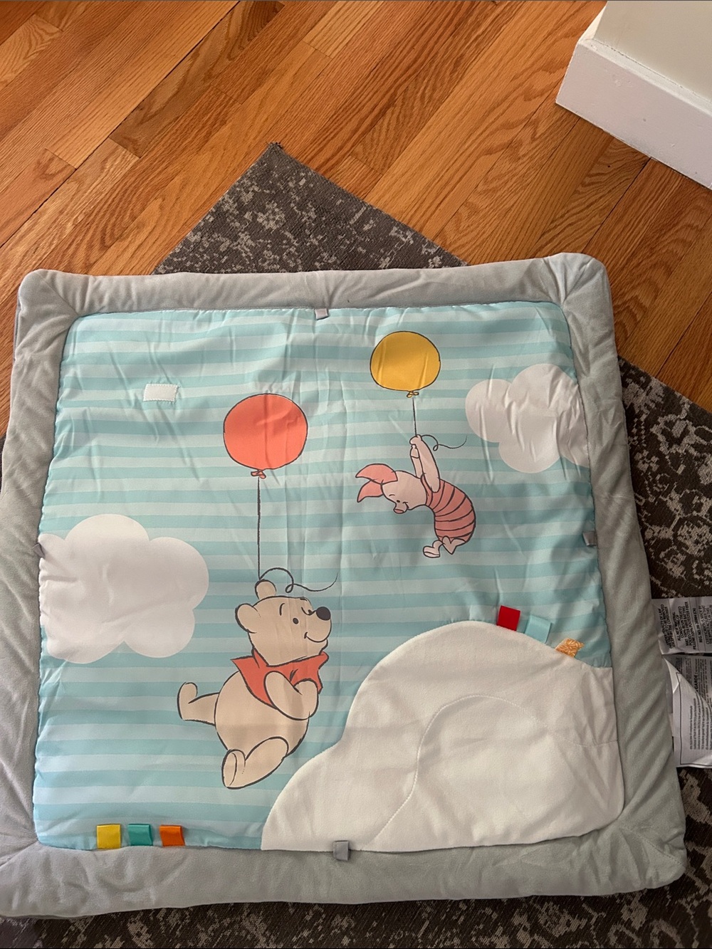 Winnie the Pooh Baby Play Mat - Light Blue Striped